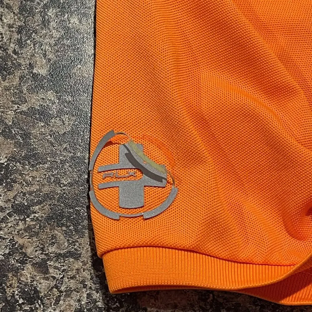 Ralph Lauren RLX Mens Shirt Polo Snap Short Sleeve Orange Size Medium DZ